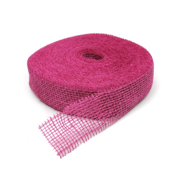 Geschenkband aus Jute mit Netzstruktur in Fuchsia.