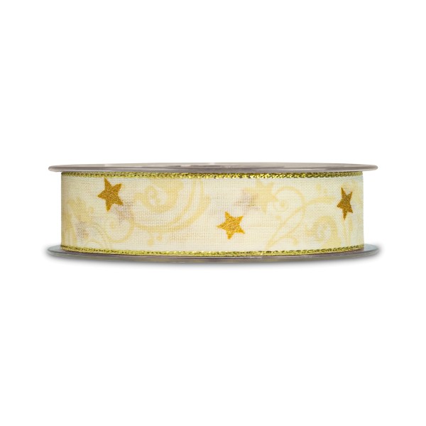 Motivband für Weihnachten in Creme mit goldenen Sternen.